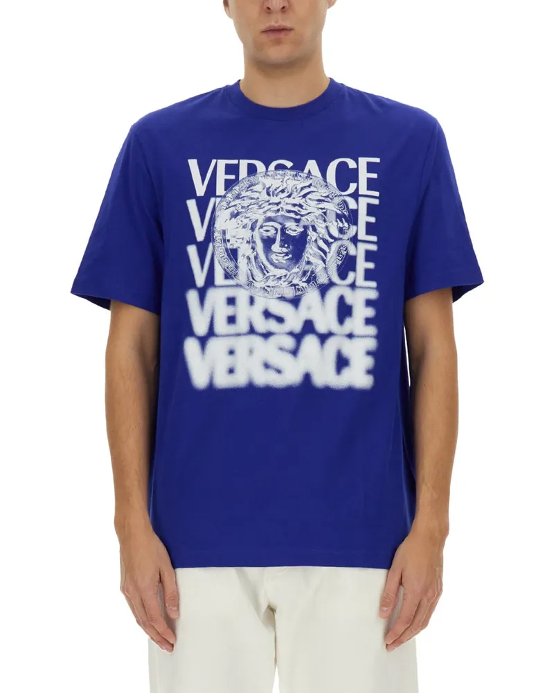 Versace T -Shirt mit Logo Blue
