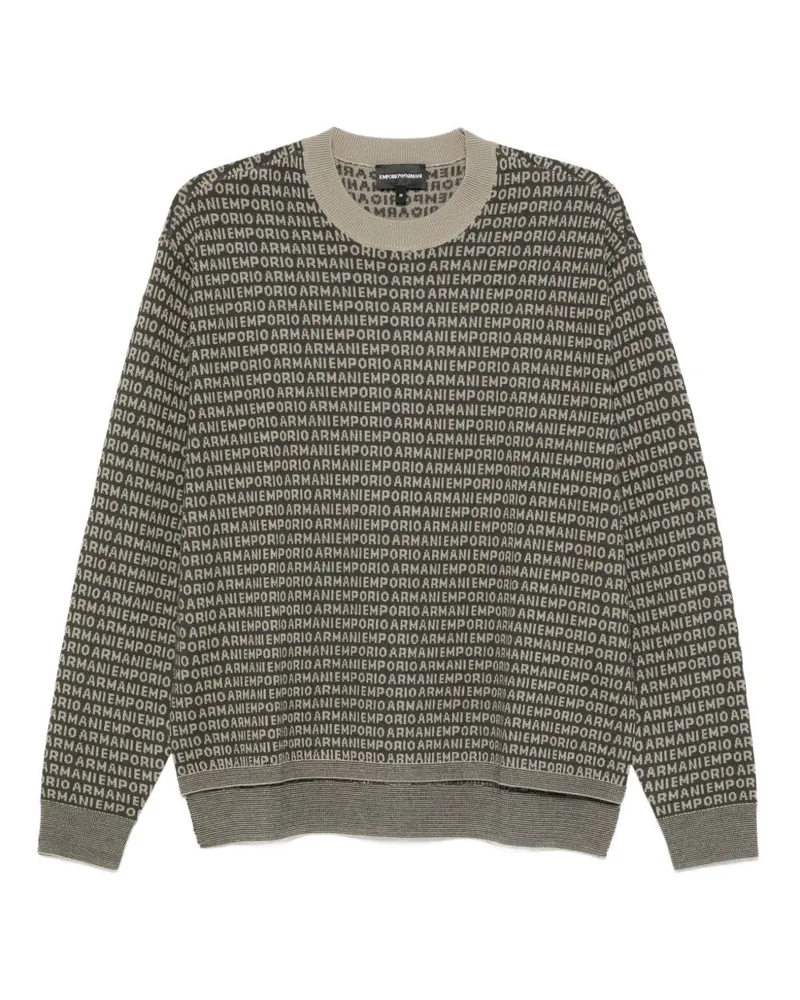 Emporio Armani Woll Crewneck -Jumper Green