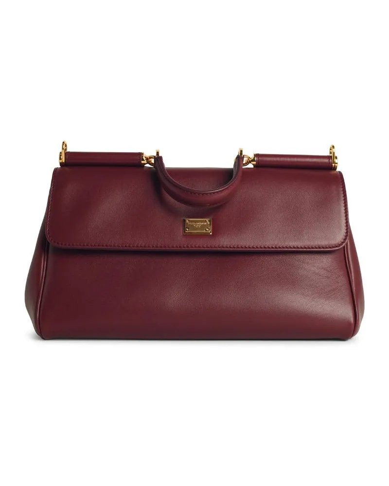 Dolce & Gabbana My Sicily' Burgundy 'Plongé' Cal Lear Handtasche Bordeaux