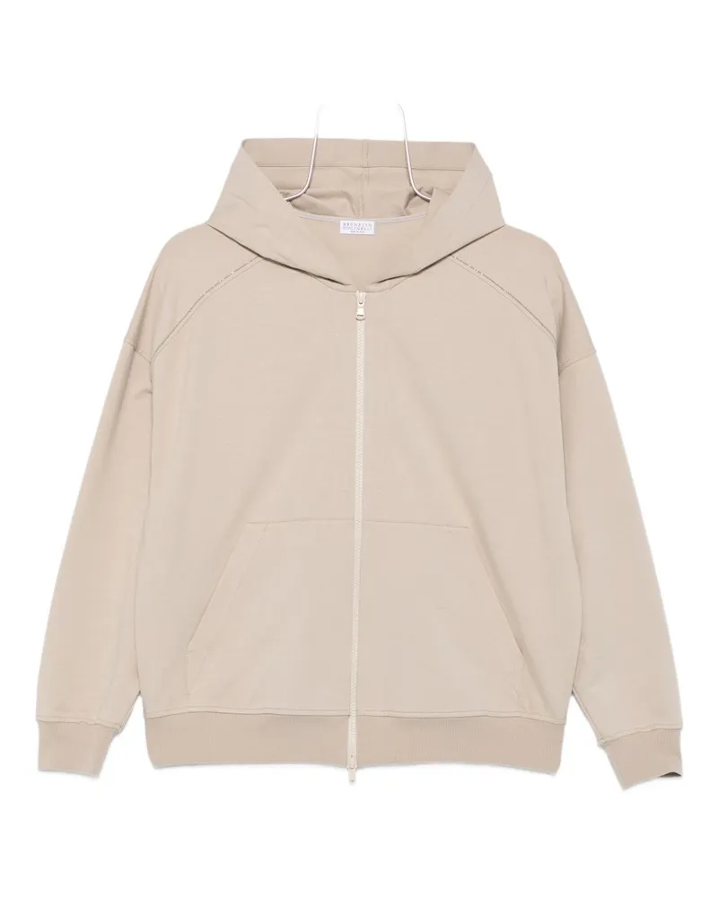 Brunello Cucinelli Baumwollhaube mit Reißverschluss Beige