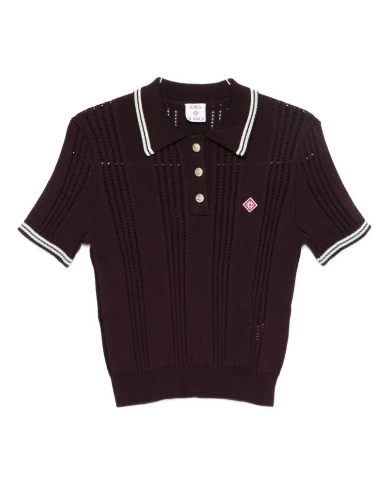 Casablanca Paris Perforiertes Poloshirt mit Logo Aubergine
