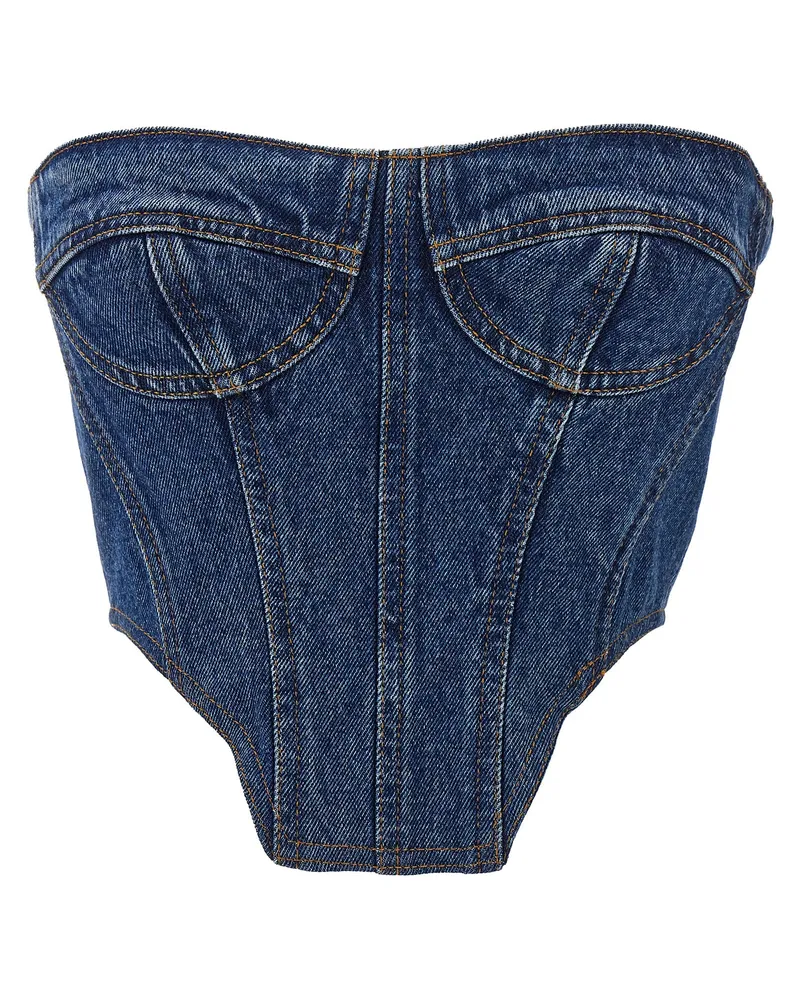 David Koma Denim Bustier Top Blau