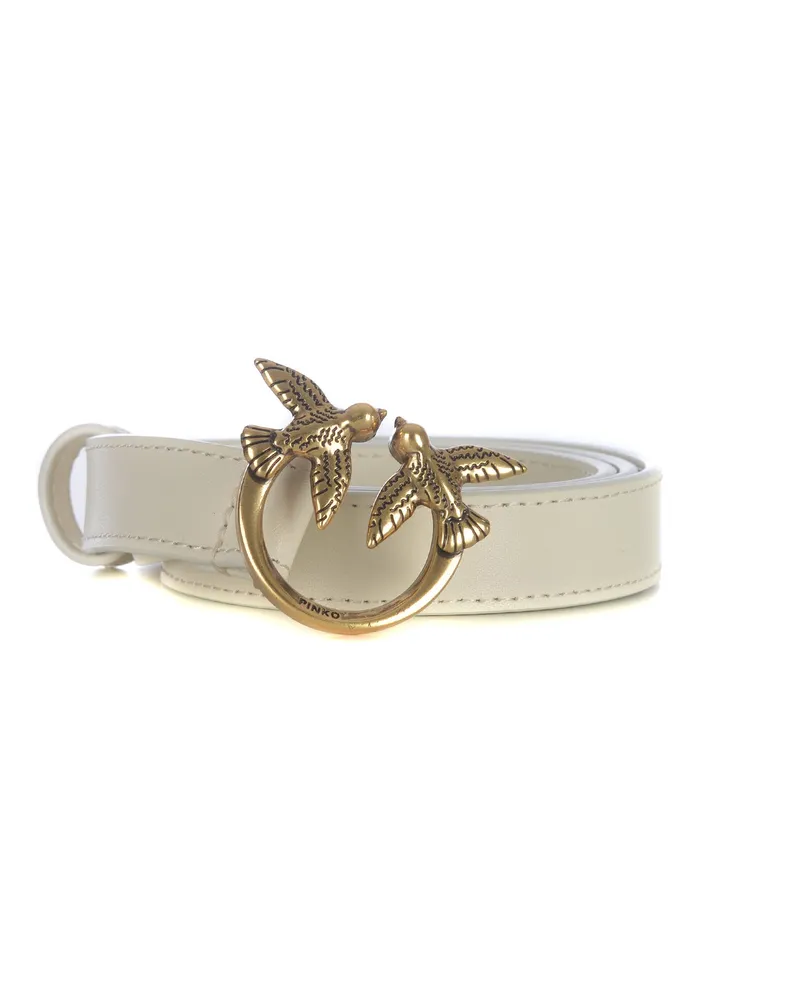 Pinko Gürtel pino "Love Berry" in weichem Leder Beige