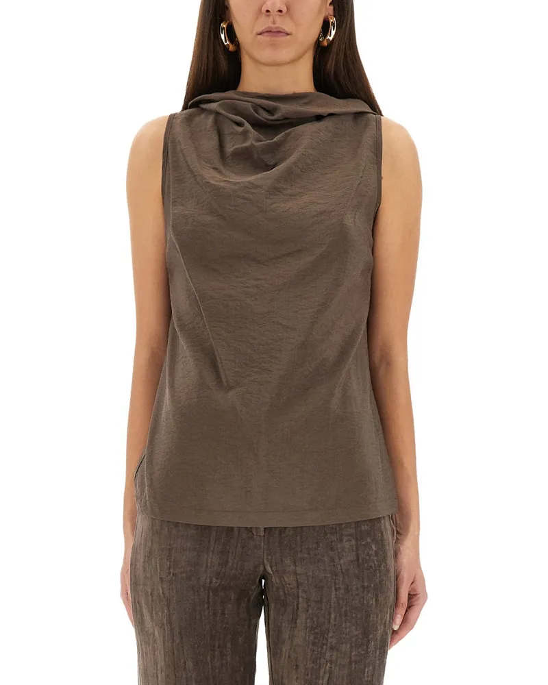 ALYSI Silk Canvas Top Brown
