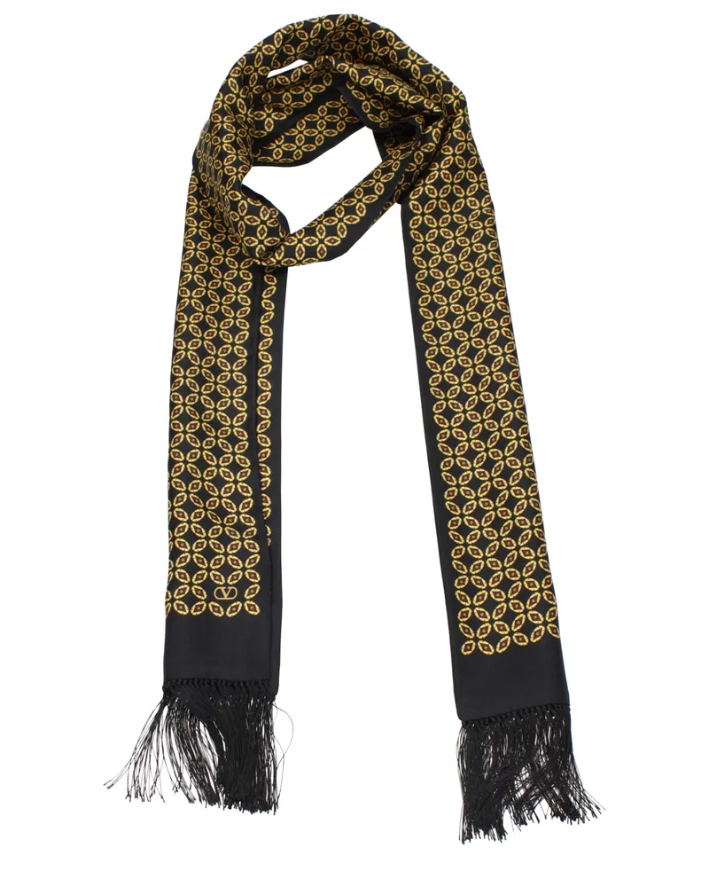 Valentino Garavani Herrens Seidenschal Schwarz/Gelb -