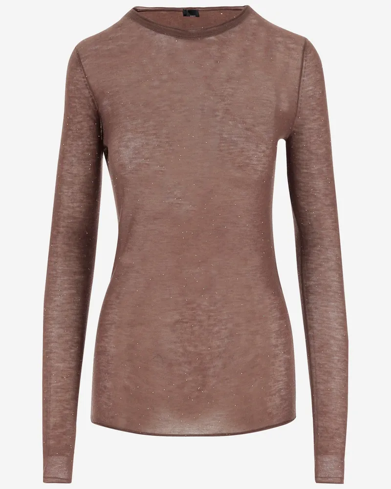 Pinko Semi Sheer Wollpullover Brown