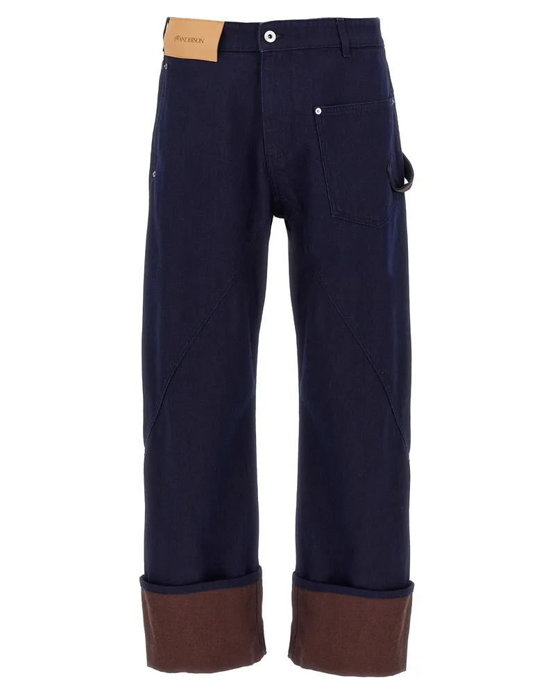 J.W.Anderson Turn Up Twisted Workwear' Jeans Blue