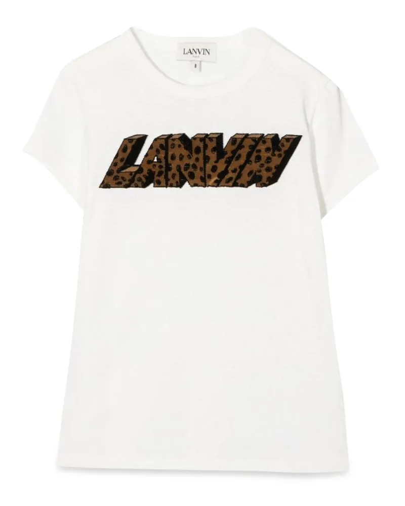 Lanvin Kurzarm Spotted Logo T -Shirt Ivory