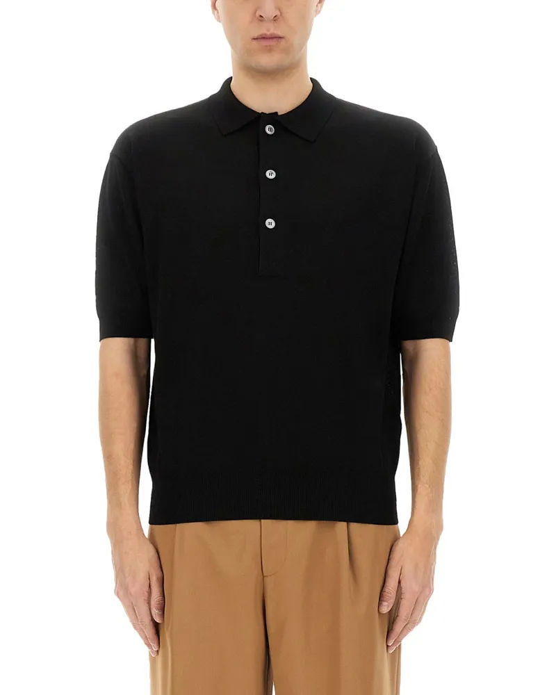 LARDINI Bio -Baumwoll -Polo -Hemd Black
