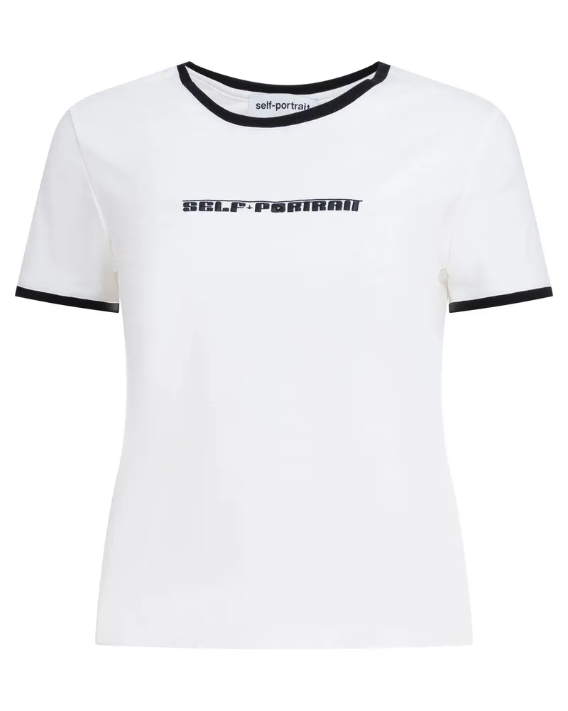 Self-Portrait Selbstporträt-T-Shirt mit Rundhalsausschnitt und gesticktem Logo White