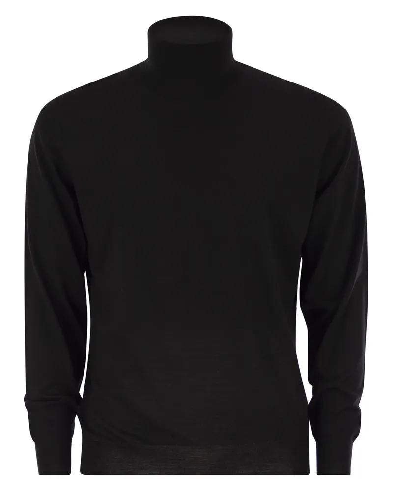 Fedeli Superfine Wollschildkragenpullover -Derby Black