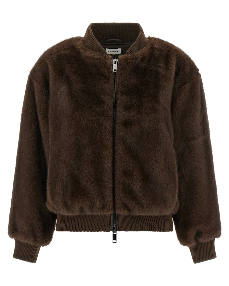 P.A.R.O.S.H. Faux Pelz Bomberjacke Brown