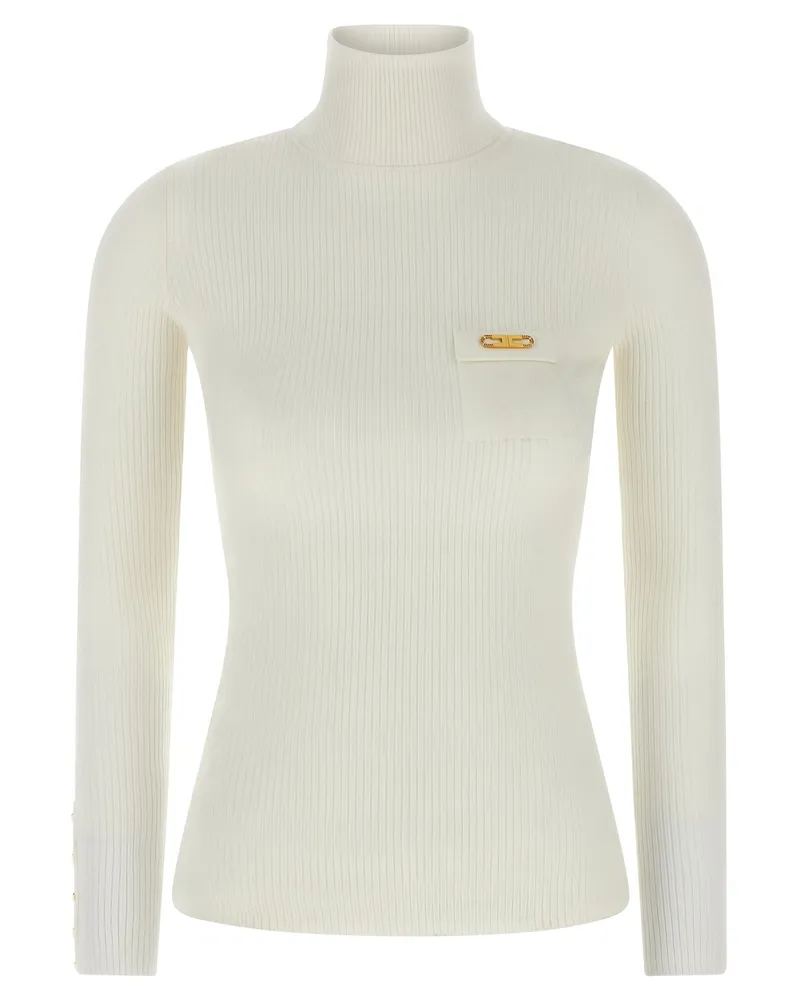 Elisabetta Franchi Rippbed Rollkragenpullover White