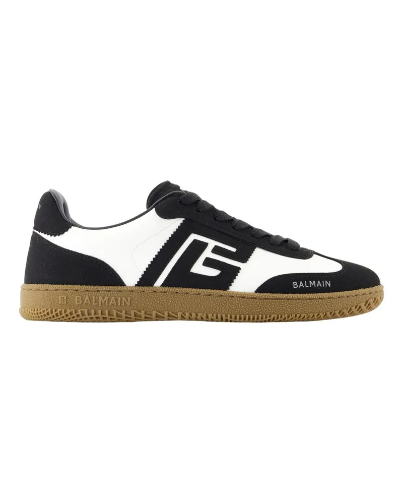 Balmain Schwan -Turnschuhe  Leder schwarz Black