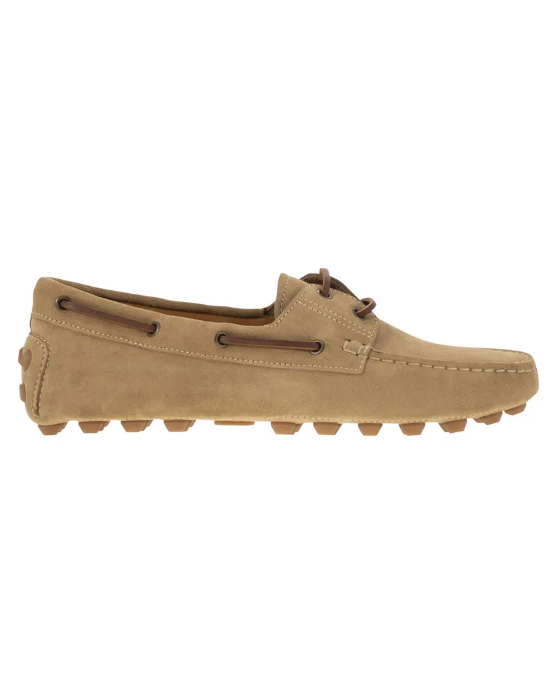 TOD'S Tod 's Kautschukblasen Wildlederboot Beige