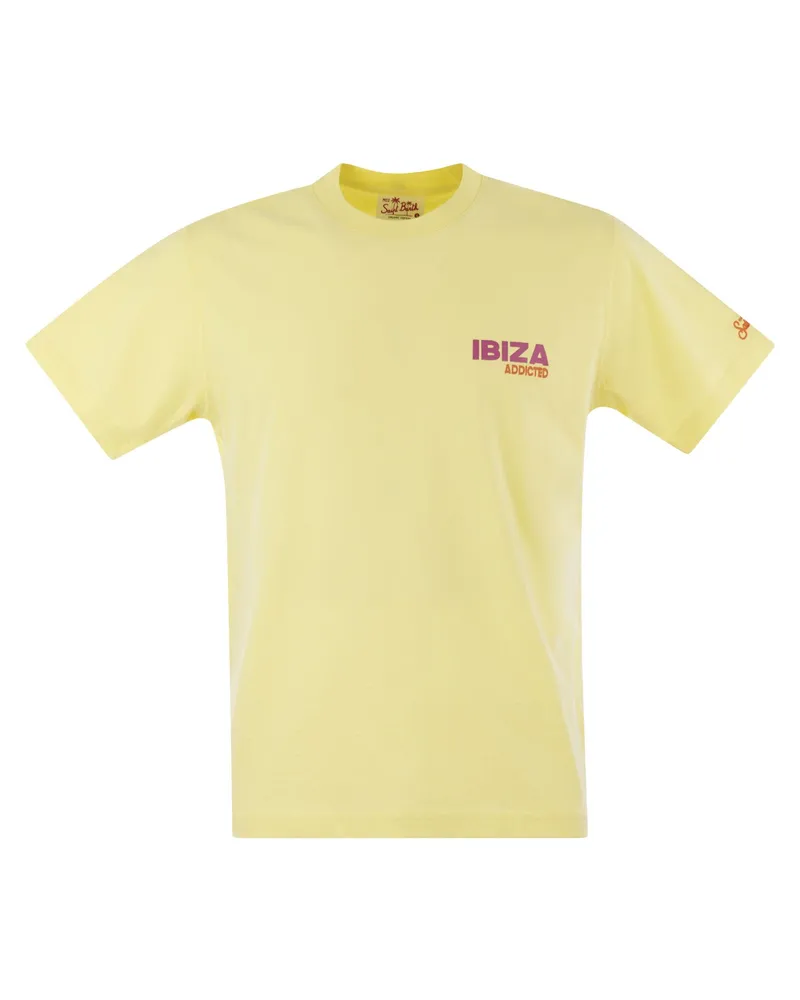 MC2 Saint Barth T -Shirt mit Druck auf Brust und Rücken Yellow