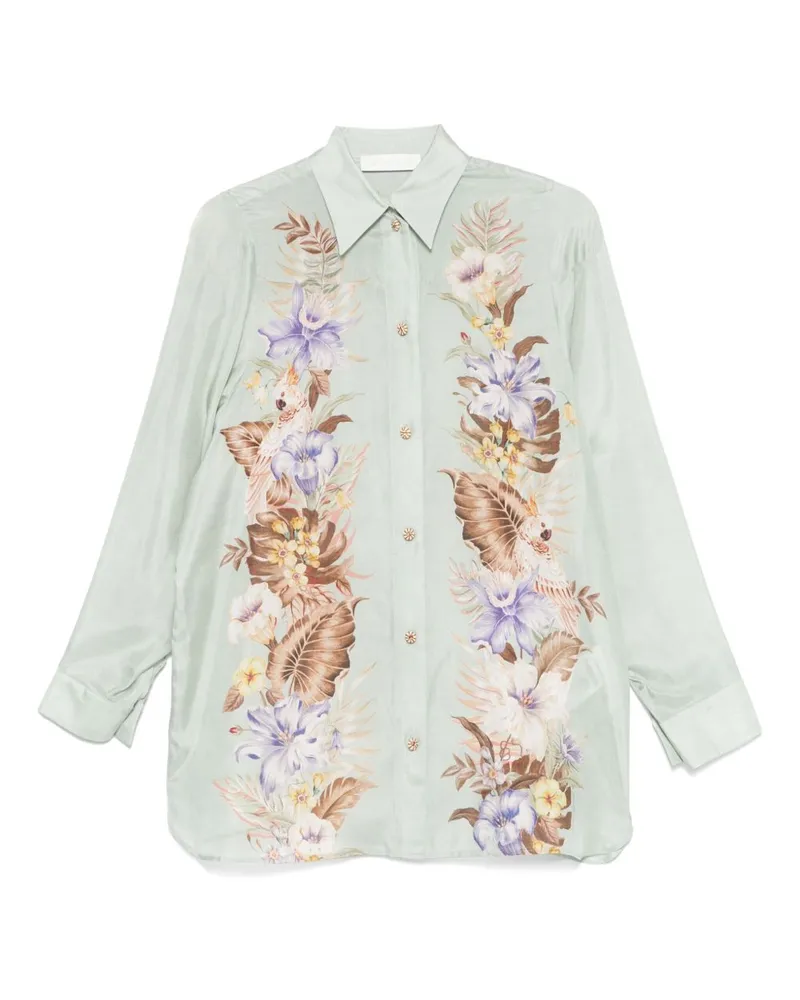 Zimmermann Coco gedrucktes Seidenhemd Verde