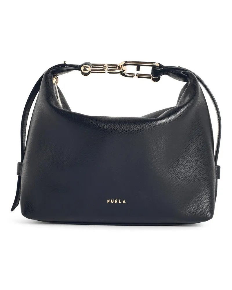 Furla Mini-Schultertasche „Tonie“ aus schwarzem Lear Black