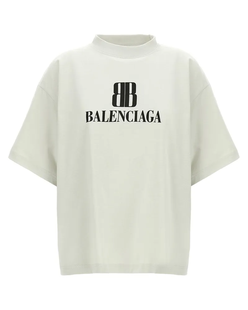 Balenciaga Kurzes T-Shirt mit Logo Gray