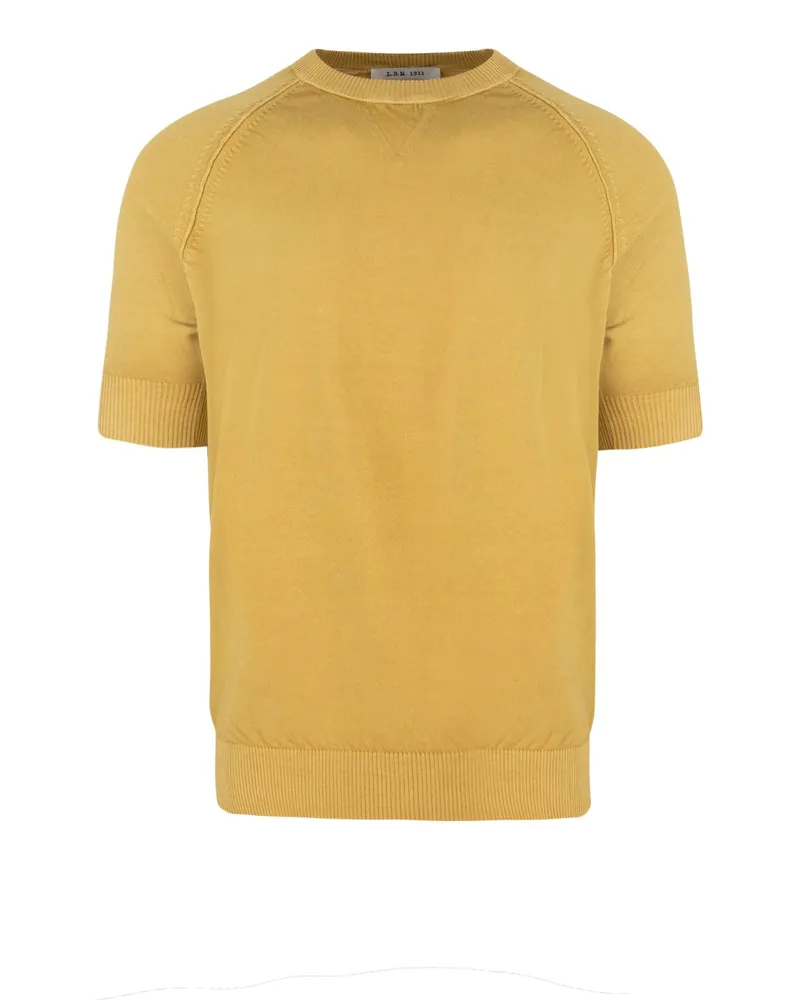 Luigi Bianchi Mantova Maglia Mezza Manica in Cotone Senape Yellow