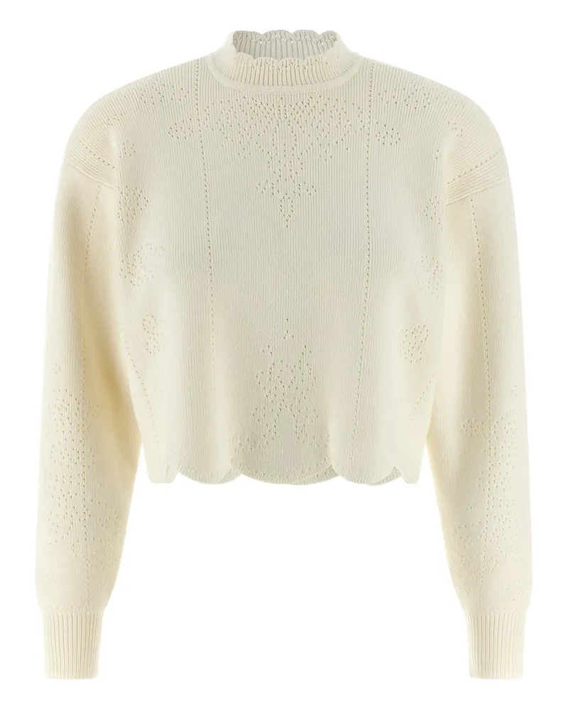 Twin-Set Pullover mit Wellensaum White