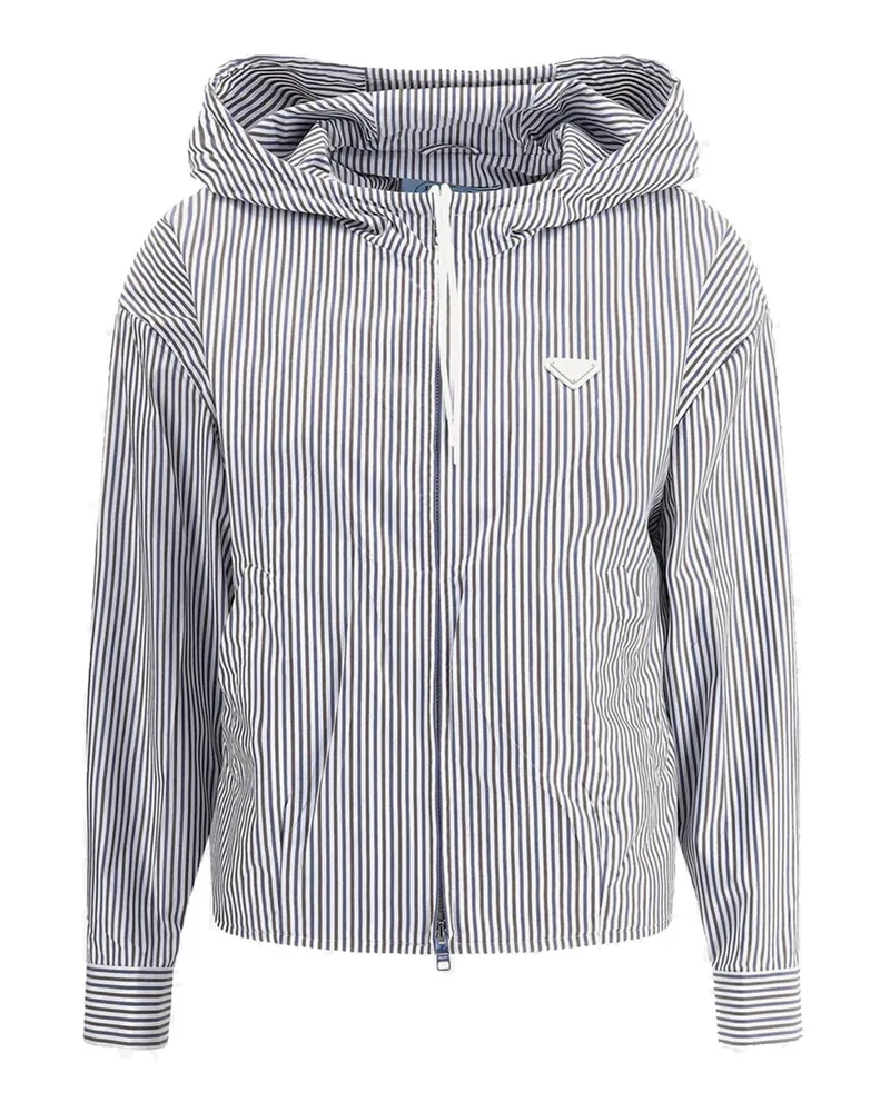 Prada gestreifte Kapuzenjacke Blue