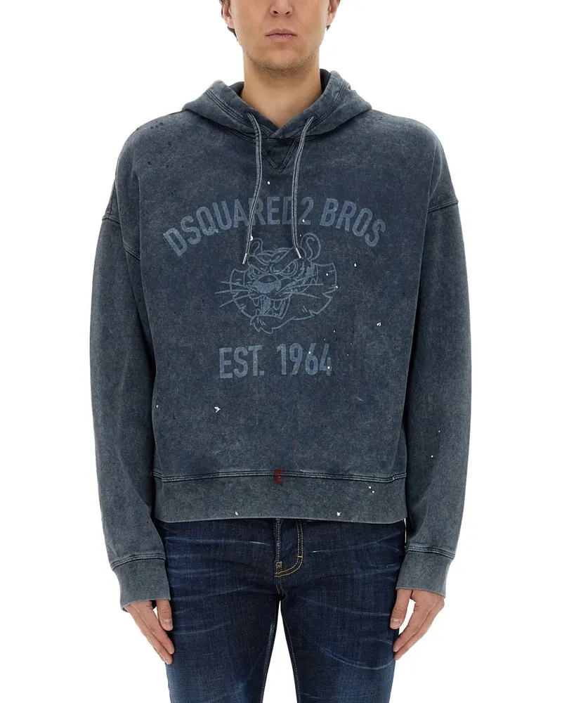 Dsquared2 Sweatshirt mit Logodruck Blue