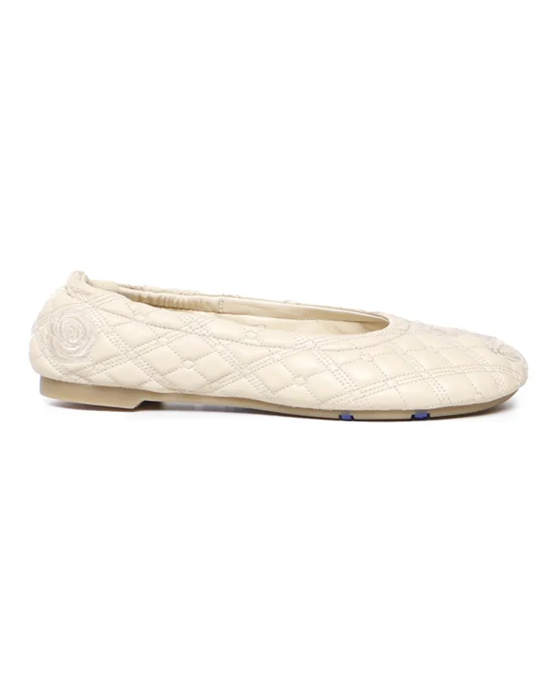 Burberry Sadler Leder Ballerina Flats White