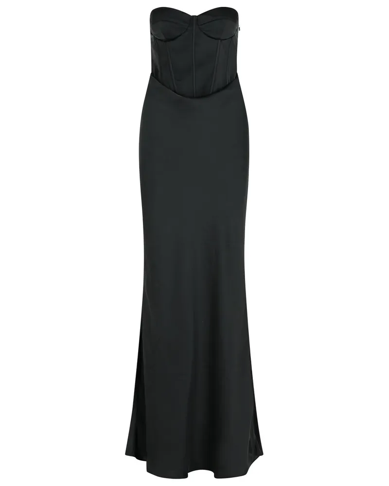 ROTATE Birger Christensen Langes Kleid in schwarzem Polyester drehen Black