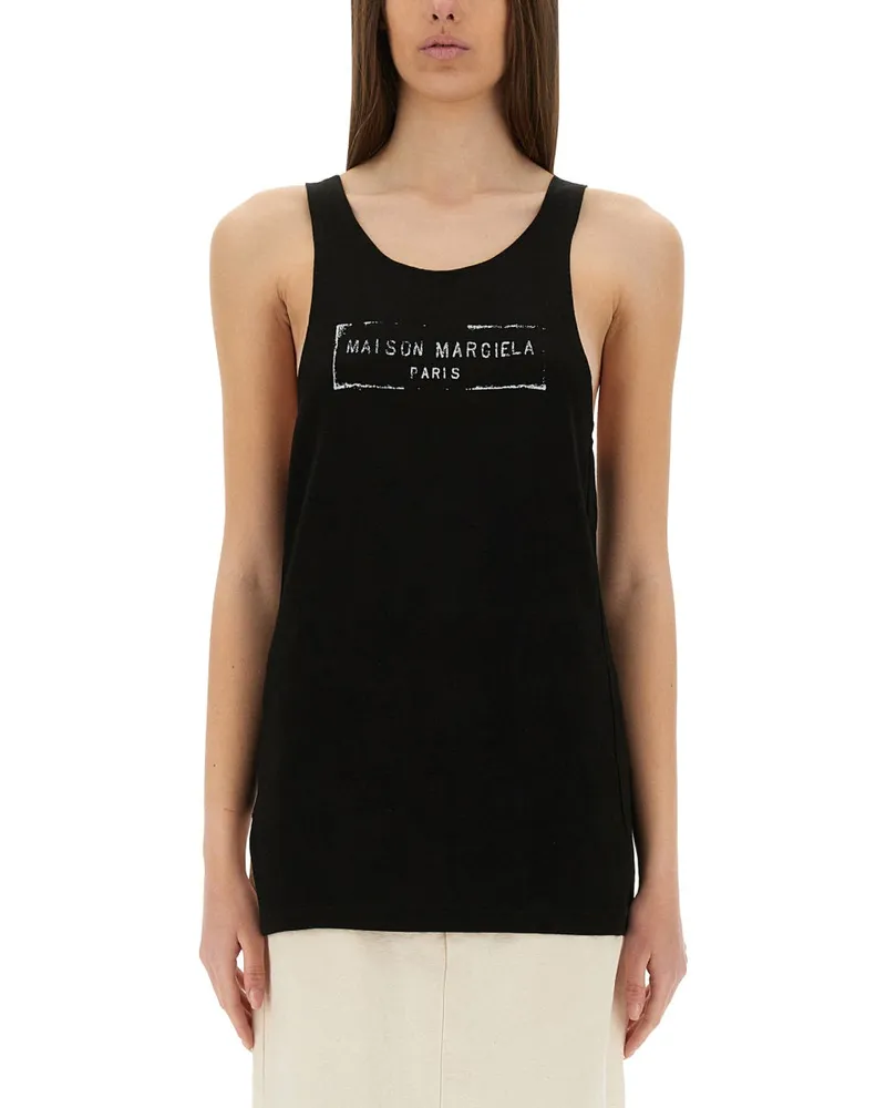 Maison Margiela Logo Print Tanktop Top Black