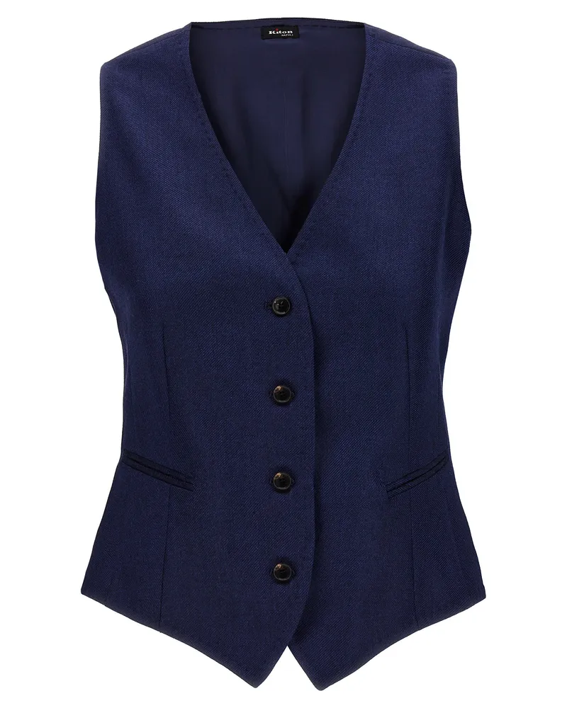 Kiton Seidenkaschmirweste Blau