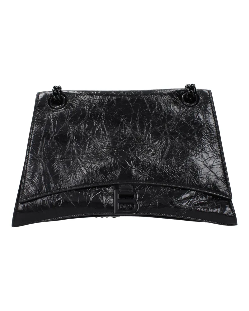 Balenciaga Damens Crush Umhängetasche aus schwarzem Leder -