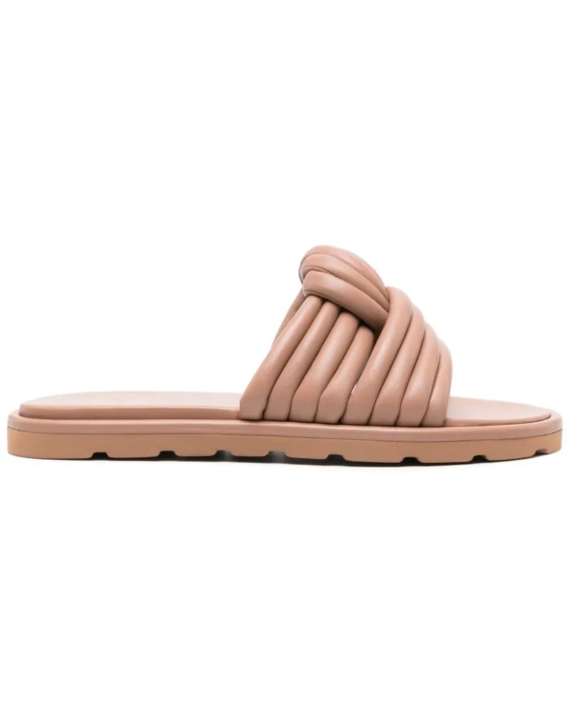 Gianvito Rossi Leder flache Sandalen Beige