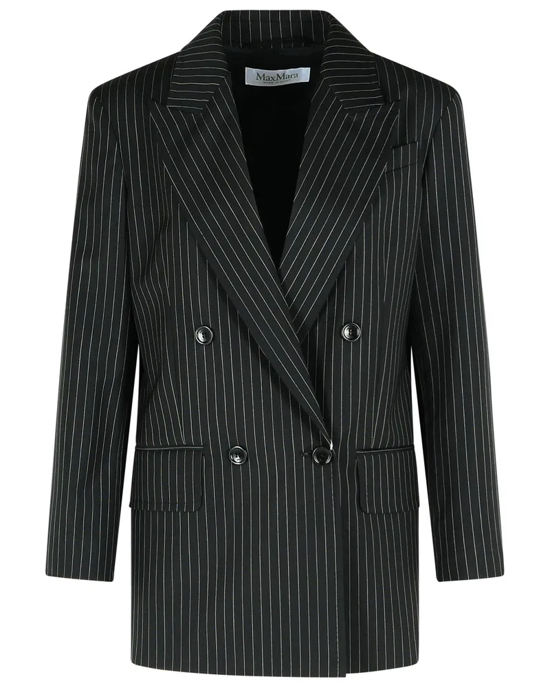 Max Mara Mattia' schwarzer weißer Nadelstreifen -Wolle Blazer Black