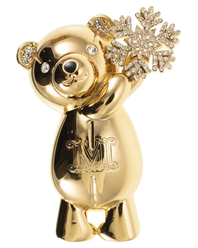 Max Mara Brosche mit Bärenmotiv aus glänzendem Metall Gold