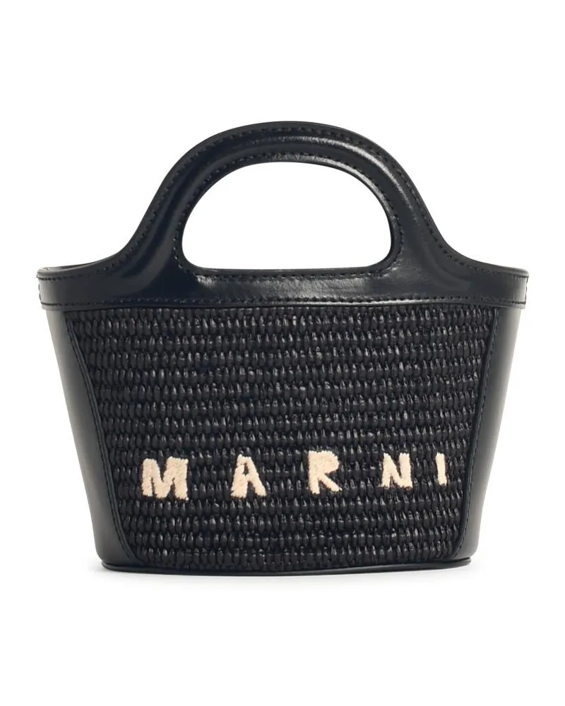 Marni Tropicalia' Mikrosack in brauner Baumwollmischung Black