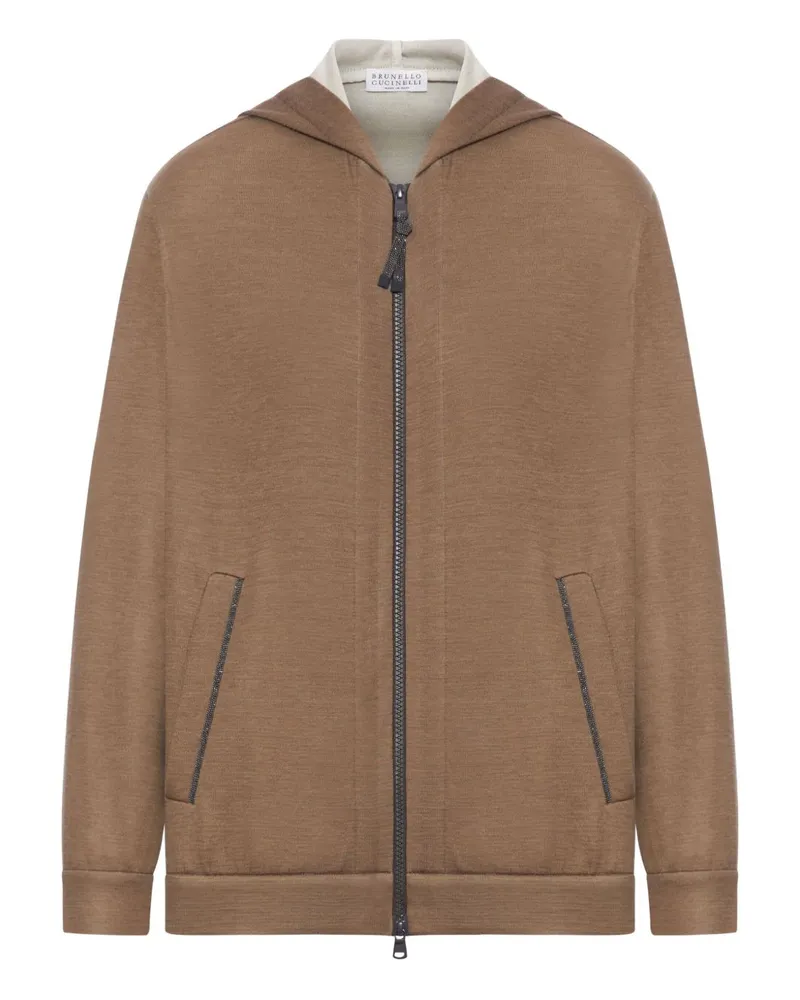 Brunello Cucinelli Baumwolle und Seidenmischung Hoodie Brown