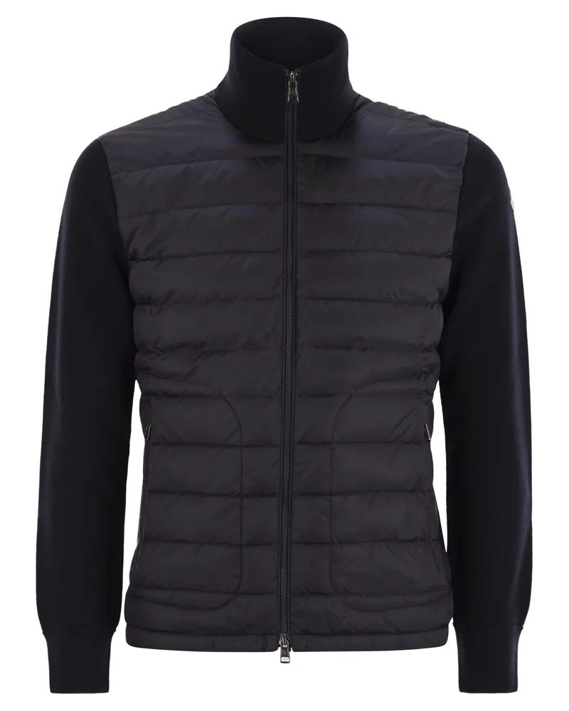 Moncler gepolsterte Strickjacke mit Reißverschluss Navy