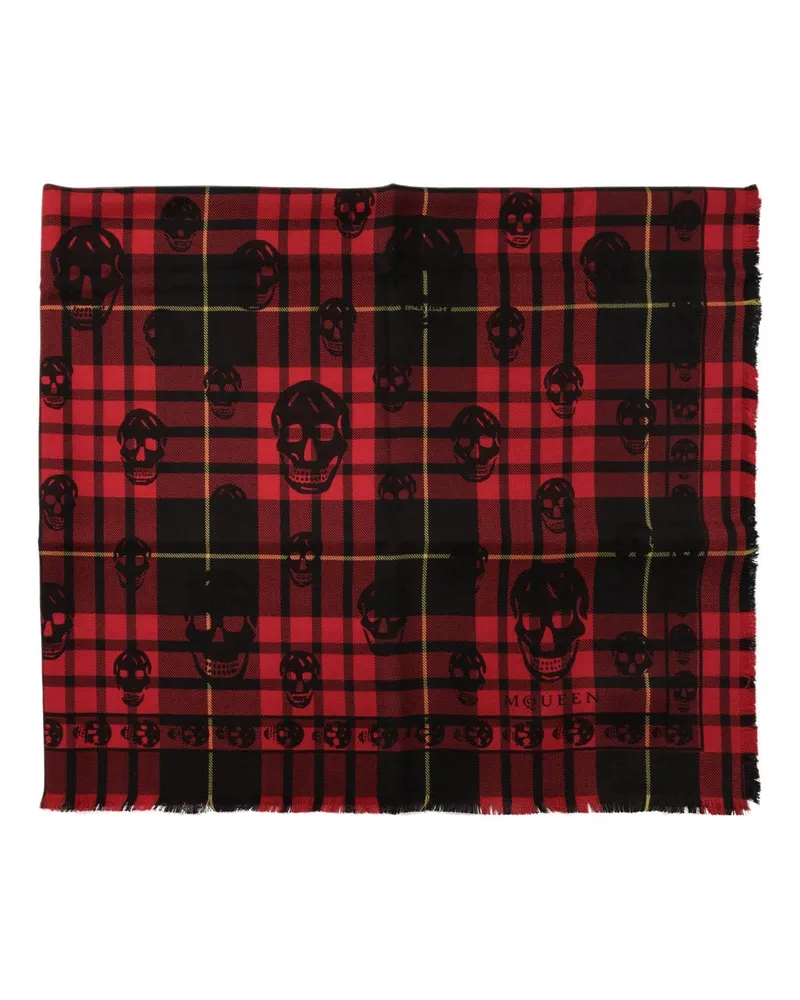 Alexander McQueen Alexander Mc Queen „Tartan Skull“ Foulard Red