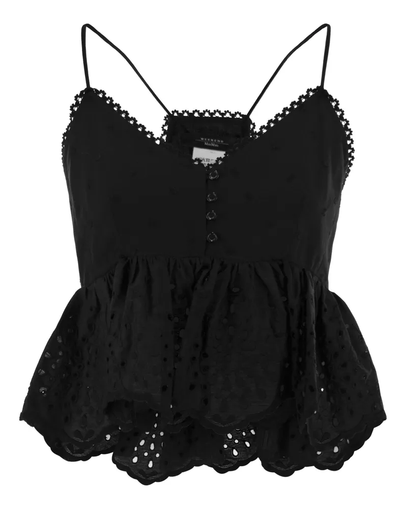 Max Mara Asburgo1234 bestickter Baumwoll -Leinwand Top Black