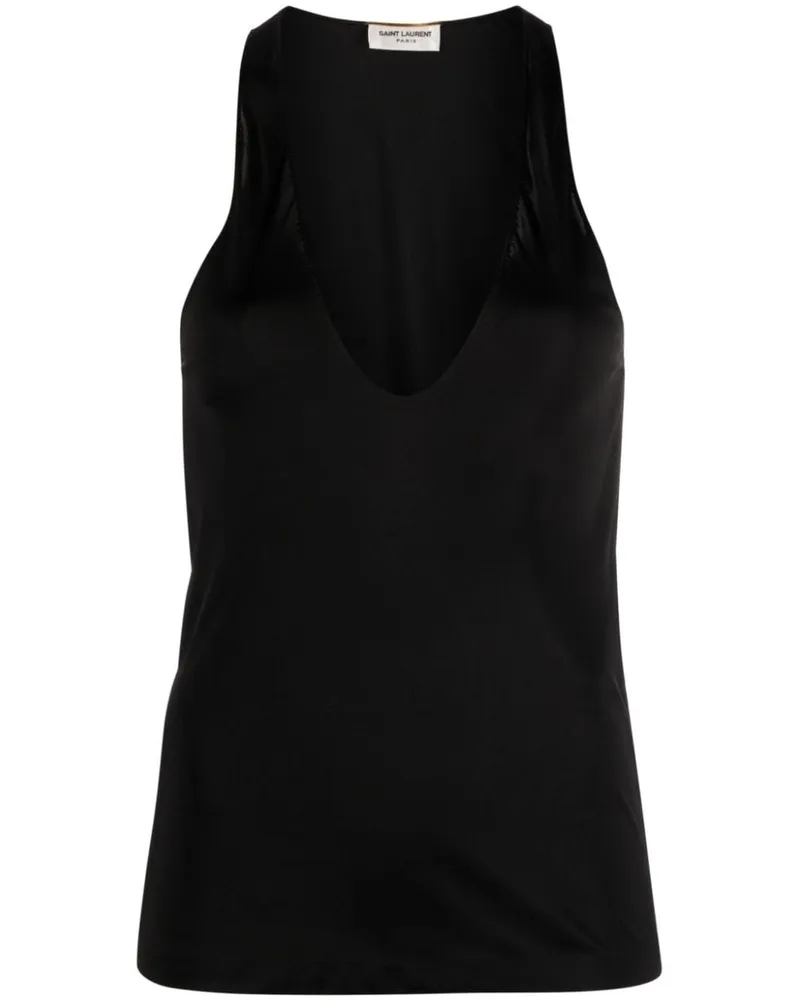 Saint Laurent Deep Ausschnitt Jersey Top Black