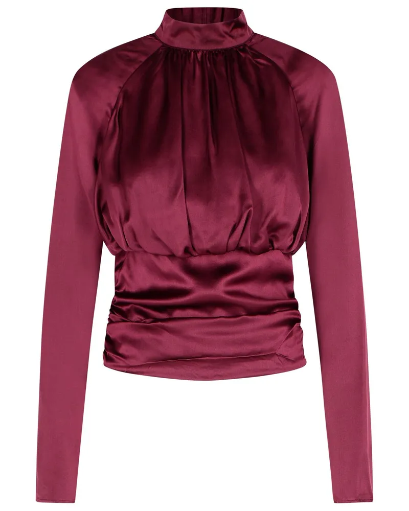 ROTATE Birger Christensen Drehen Sie 'Kala' burgunderfarbene Seidenbluse Bordeaux
