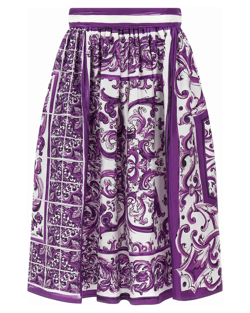 Dolce & Gabbana Maiolica' Print Seidenrock Multicolor