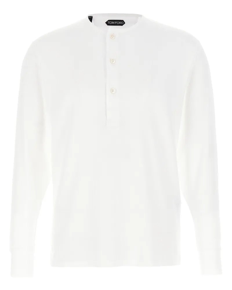 Tom Ford gerippter Baumwoll -T -Shirt White