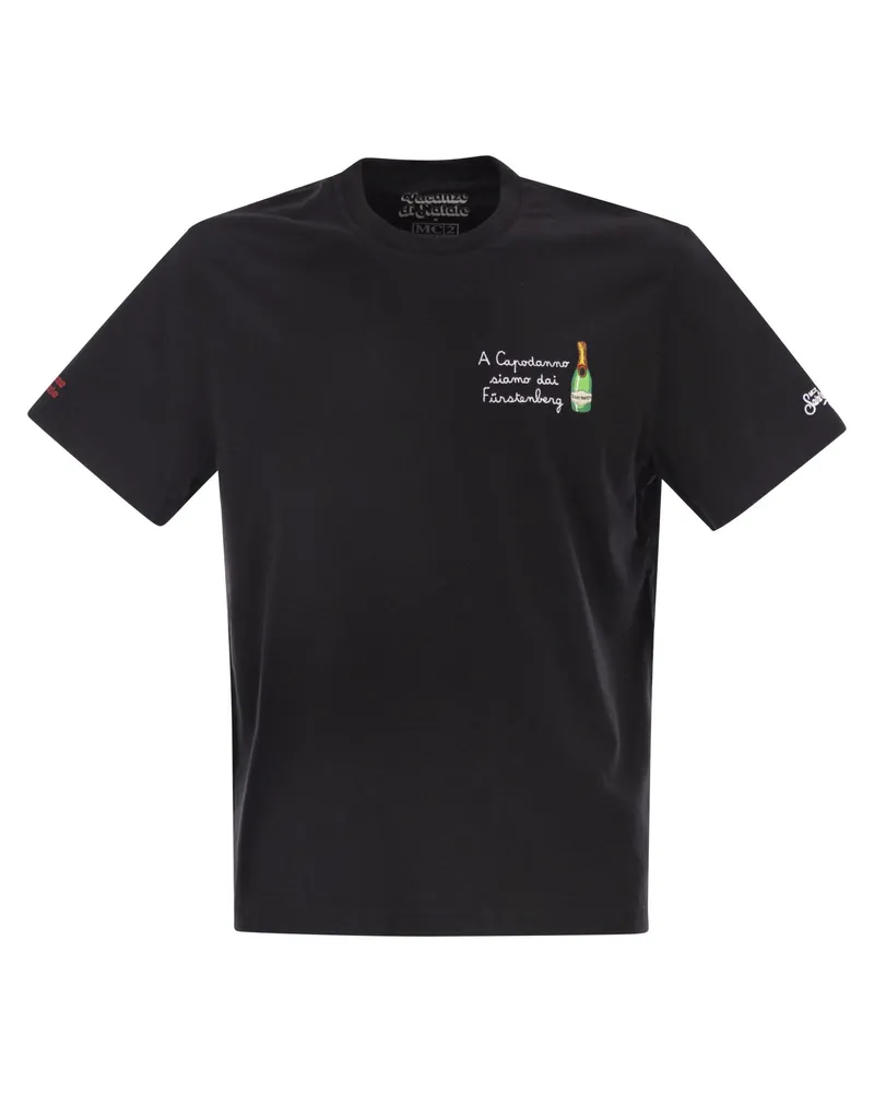 MC2 Saint Barth Arnott Cotton T -Shirt mit Stickerei Blue