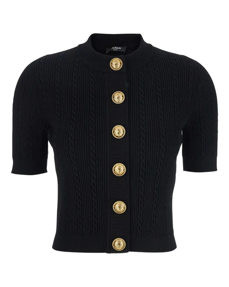 Balmain Crewneck Cardigan Black