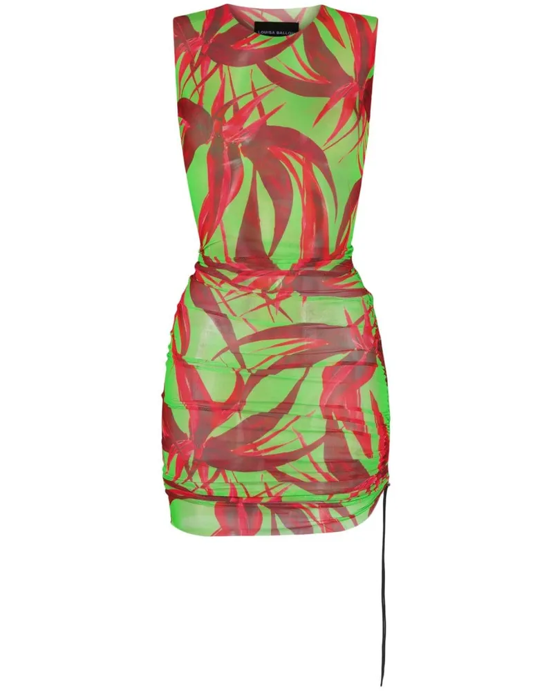 Louisa Ballou Blumendruck kurzes Kleid Green