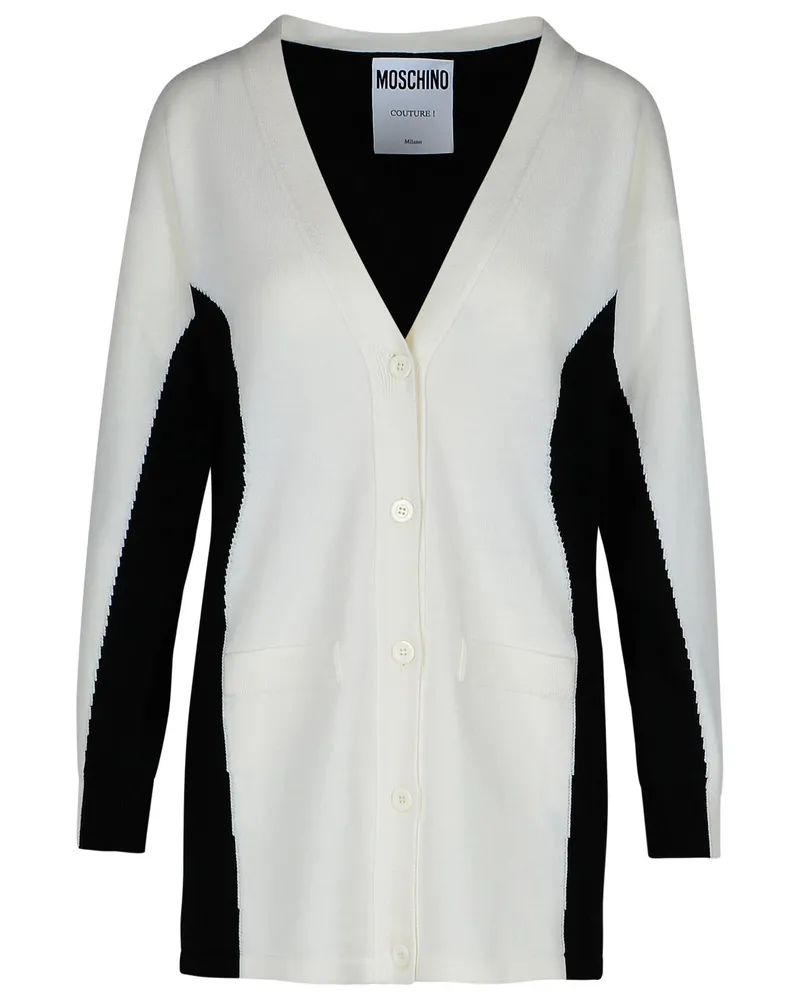 Moschino White Virgin Woll Cardigan White