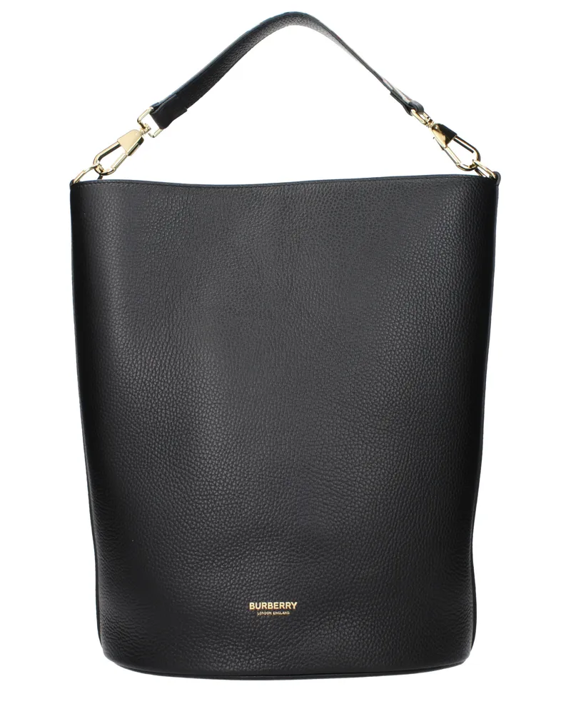 Burberry Damens Hobo-Handtasche aus Leder in Schwarz -