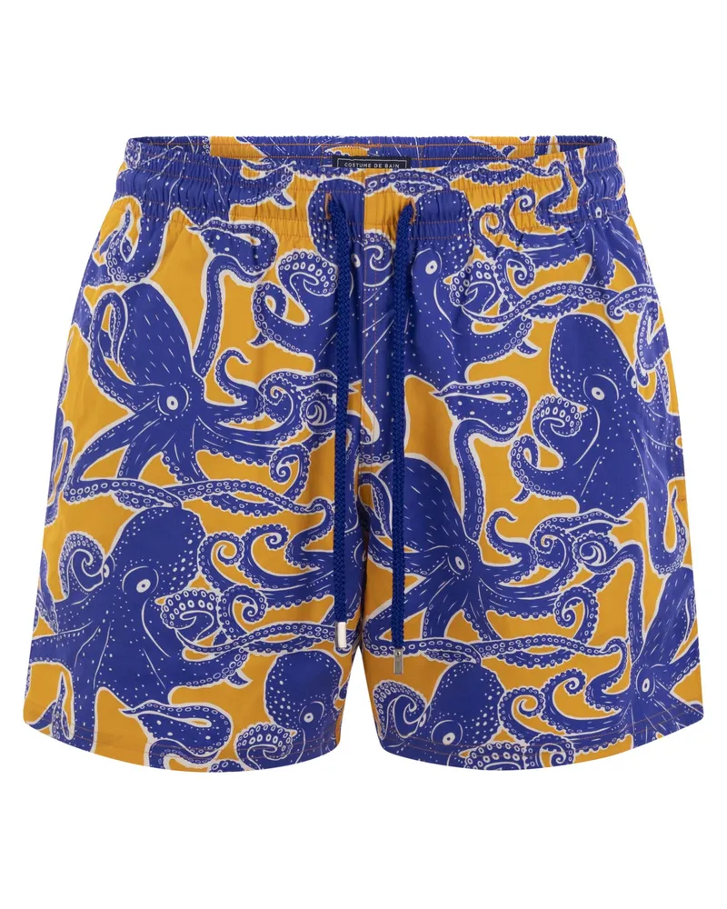 Vilebrequin Moorise gemusterte Kurzstrandshorts Ochre